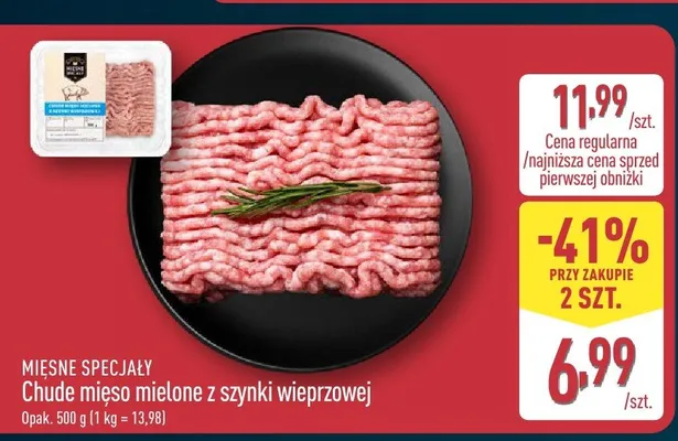 Chude mięso mielone z szynki wieprzowej Mięsne Specjały promocja w Aldi