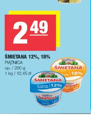 Śmietana Piątnica 12% promocja w SPAR