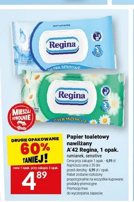 Papier toaletowy nawilżany Regina promocja w Twój Market