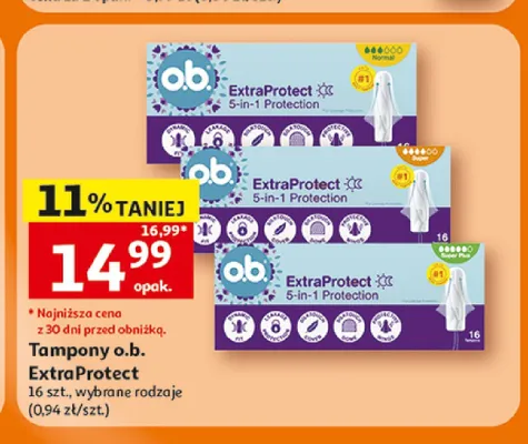 Tampony o.b. ExtraProtect Normal promocja w Auchan