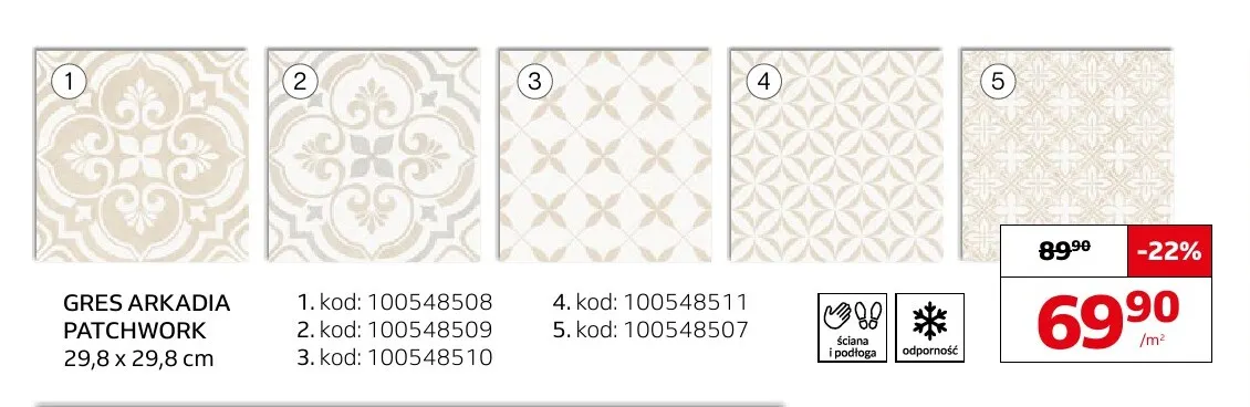 Gres Arkadia Patchwork 29,8x29,8 cm Cersanit promocja w Komfort