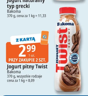 Jogurt pitny Twist Bakoma promocja w Leclerc