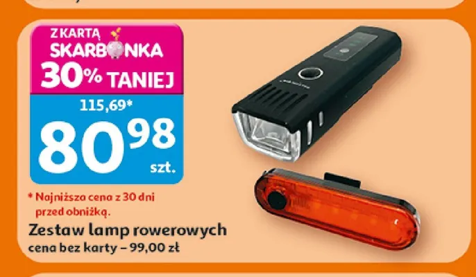 Zestaw lamp rowerowych promocja w Auchan