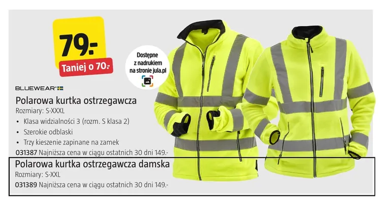 Polarowa kurtka ostrzegawcza Bluewear promocja w Jula