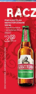 Piwo Kasztelan Niepasteryzowane promocja w Selgros