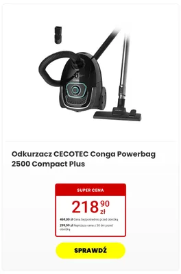 Odkurzacz CECOTEC Conga Powerbag 2500 Compact Plus promocja w Media Expert