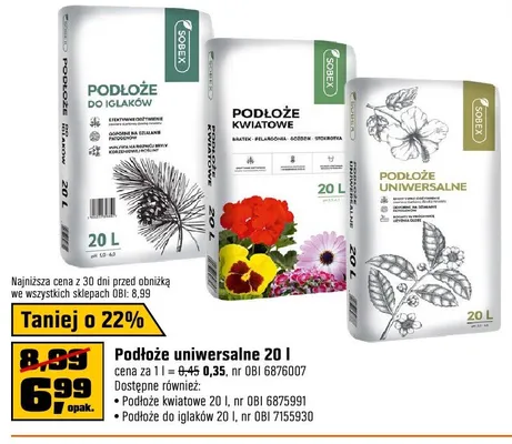 Podłoże kwiatowe SOBEX 20l promocja w OBI