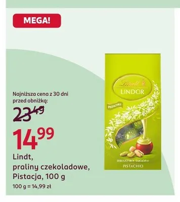 Praliny czekoladowe Pistacja Lindt 100g promocja w Rossmann