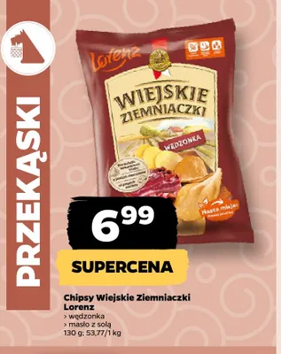 Chipsy Wiejskie Ziemniaczki masło z solą Lorenz promocja w Netto
