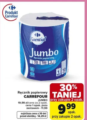 Ręcznik papierowy jumbo promocja w Carrefour