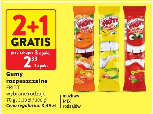 Gumy rozpuszczalne Fritt promocja w Intermarche