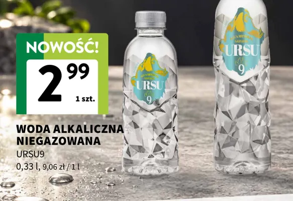 Woda niegazowana alkaliczna URSU9 promocja w Intermarche