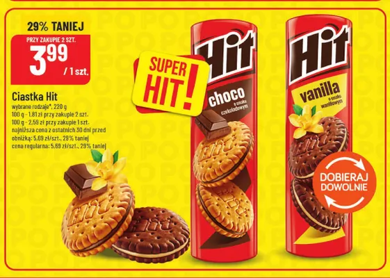Ciastka Hit vanilla promocja w POLOmarket