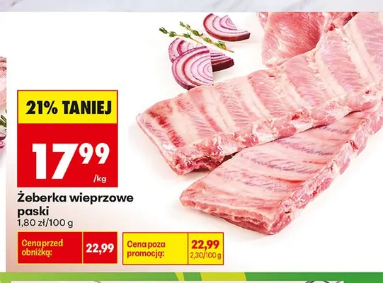 Żeberka wieprzowe paski promocja w Biedronka
