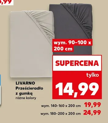 Prześcieradło z gumką Livarno 180-200x200 cm promocja w Kaufland