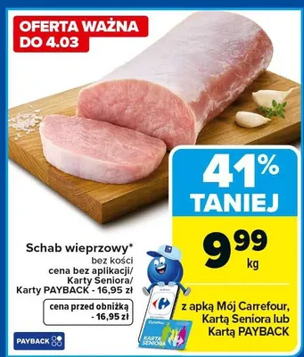 Schab wieprzowy bez kości promocja w Carrefour