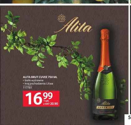 Wino ALITA Brut Cuvee białe wytrawne Litwa promocja w Selgros