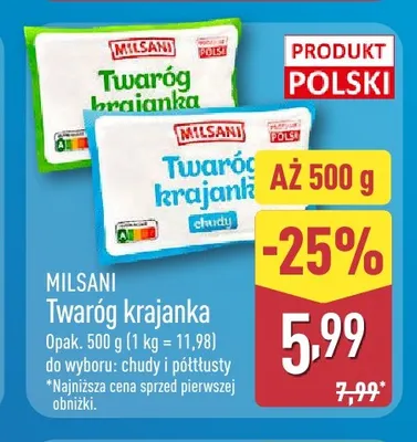 Twaróg krajanka chudy Milsani promocja w Aldi