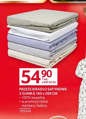 Prześcieradło satynowe z gumką 160x200 cm promocja w Selgros