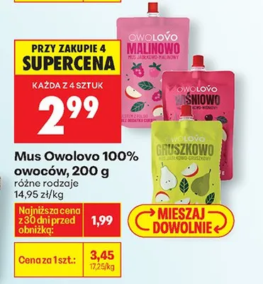 Mus owocowy 100% promocja w Biedronka