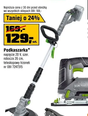 Podkaszarka LUX-TOOLS napięcie 20V szer. robocza 26cm teleskopowy trzonek promocja w OBI