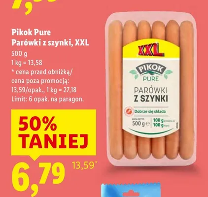 Parówki z szynki promocja w Lidl