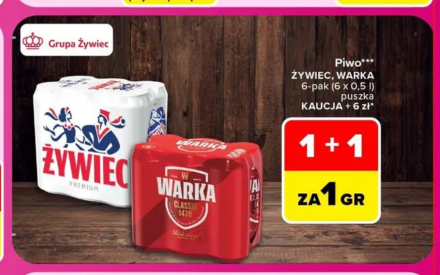Piwo Warka 6-pak promocja w Carrefour Market