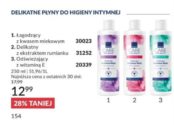 Płyn do higieny intymnej Avon Care łagodzący z kwasem mlekowym promocja w AVON