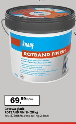 Gotowa gładź Knauf Rotband Finish promocja w Leroy Merlin