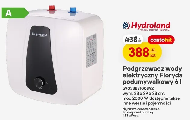 Podgrzewacz wody elektryczny Floryda podumywalkowy 6 l promocja w Castorama