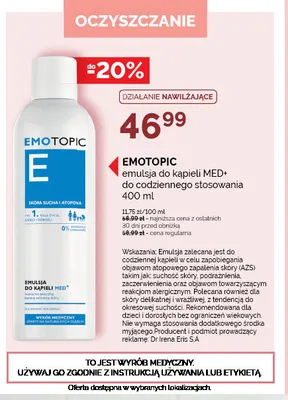 Emulsja do kąpieli MED+ do codziennego stosowania Emotopic promocja w Ziko Dermo