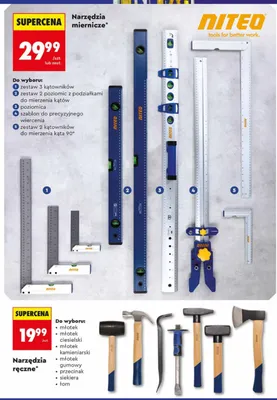 Narzędzia miernicze - zestaw 2 poziomice z podziałkami do mierzenia kątów promocja w Biedronka