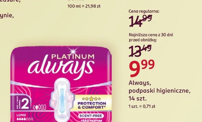 Podpaski higieniczne Always promocja w Rossmann