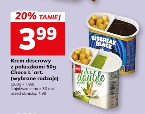 Krem deserowy z paluszkami Duo Double Choco L'art promocja w Hitpol