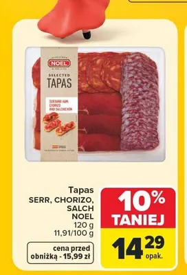 Tapas Serrano Chorizo Salchichon Noel promocja w Carrefour