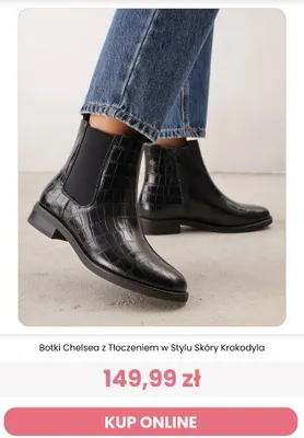 Botki Chelsea z tłoczeniem w stylu skóry krokodyla Renee promocja w Renee