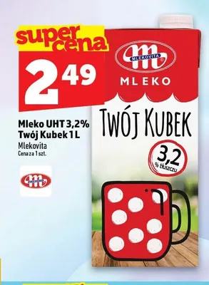 Mleko UHT 3,2% Twój Kubek Mlekovita promocja w TOPAZ