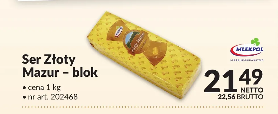 Ser Złoty Mazur – blok Mlekpol promocja w Makro