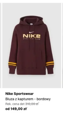 Bluza z kapturem Nike Sportswear bordowa promocja w Lounge by Zalando