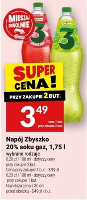 Napój Zbyszko 20% soku gaz promocja w Twój Market