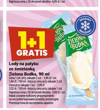 Lody na patyku ze śmietanką Zielona Budka promocja w Twój Market