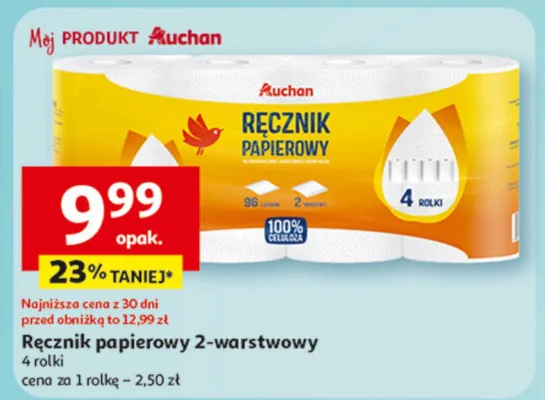 Ręcznik papierowy 2-warstwowy promocja w Auchan