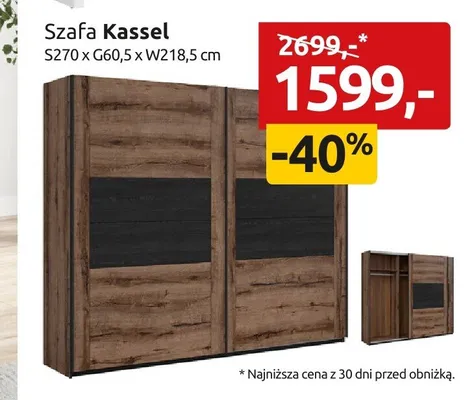 Szafa Kassel S270xG60,5xW218,5cm promocja w Black Red White