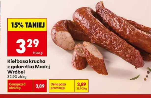 Kiełbasa krucha z galaretką Madej Wróbel promocja w Biedronka