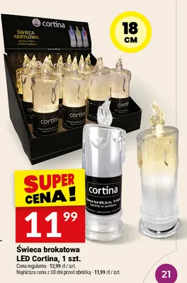 Świeca brokatowa LED Cortina promocja w Twój Market