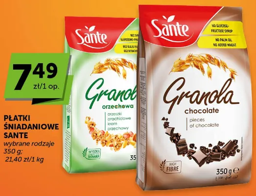 Granola chocolate Sante promocja w Euro Sklep