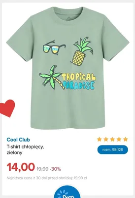 T-shirt chłopięcy Cool Club zielony promocja w Smyk