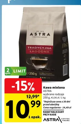 Kawa mielona Astra Tradycyjna Łagodna promocja w Intermarche