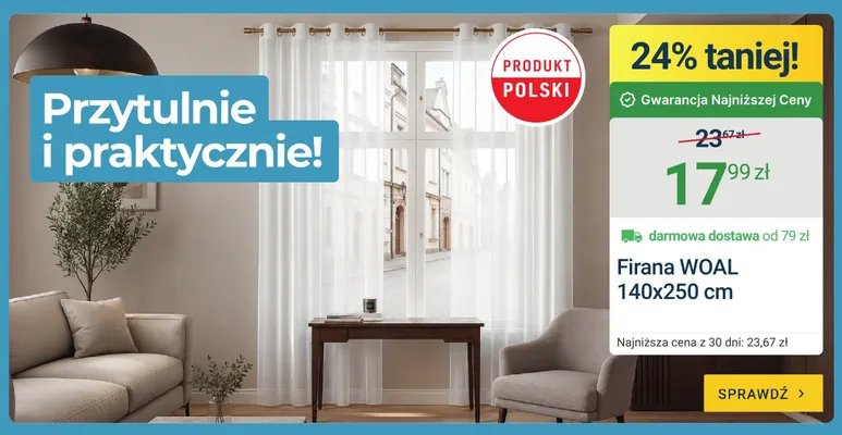 Firana woal 140x250 cm promocja w ERLI