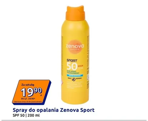 Spray do opalania Zenova Sport SPF 50 promocja w Action